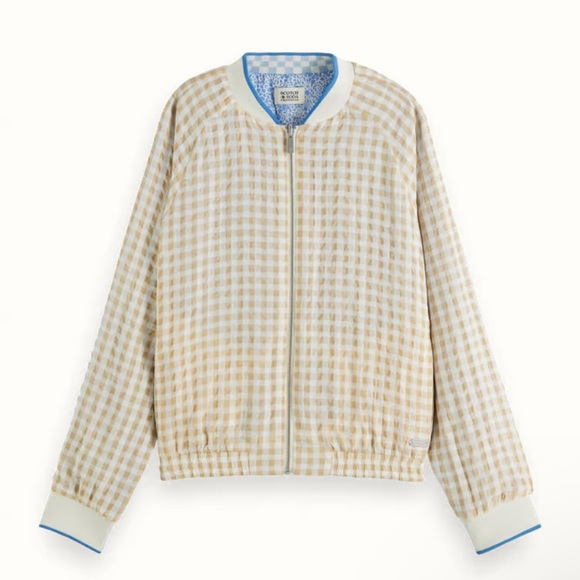 NWT Scotch & Soda Printed Seersucker Reversible Bomber Large - Picture 10 of 16